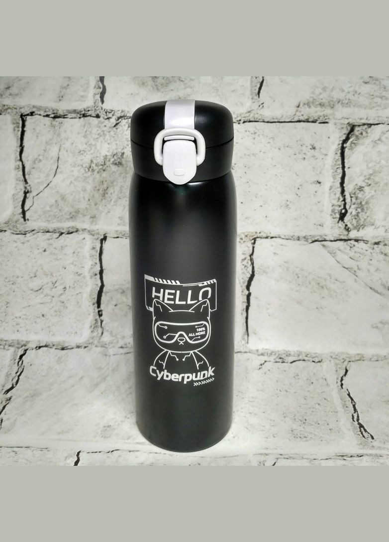 Термос детский с поилкой Кyberpunk Hello 500 мл 22х6,5 см Черный No Brand (327368018)