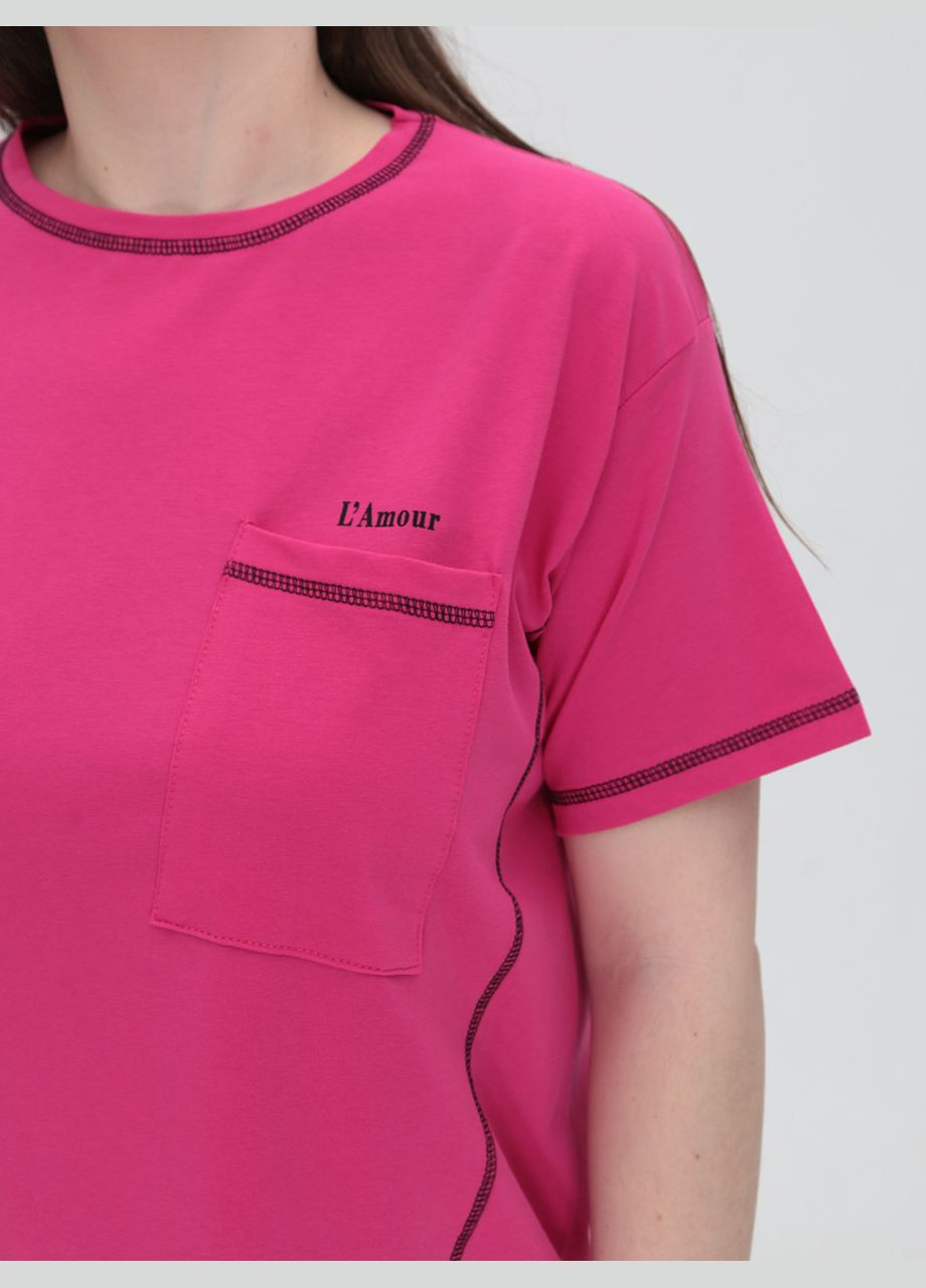 Футболка женская розовая с асимметрией JEANSclub Вільна - (322999586)