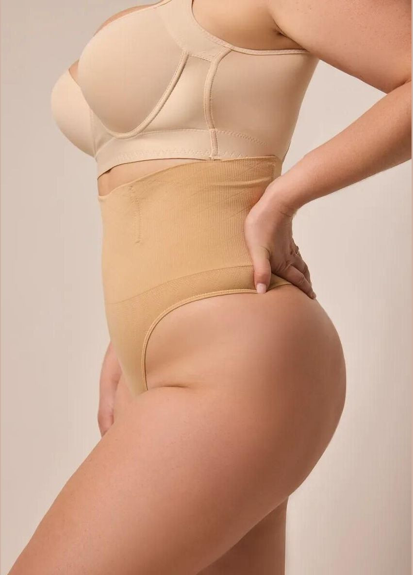 Корректирующие женские трусики стринги с ребрами жесткости утягивающие трусы на высокой посадке коррекционное белье утяжка талии Cindylove (341538411)