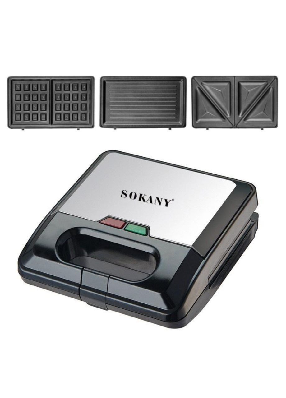 Мультимейкер 3в1 Бутербродниця-Вафельниця-Гриль Sokany KJ-303 (322250212)