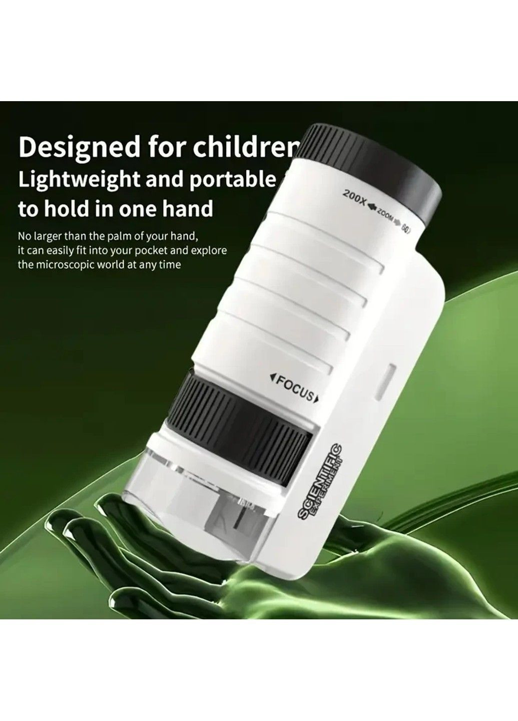 Дитячий іграшковий міні мікроскоп збільшення до 200 разів з підсвіткою No Brand (368802052)