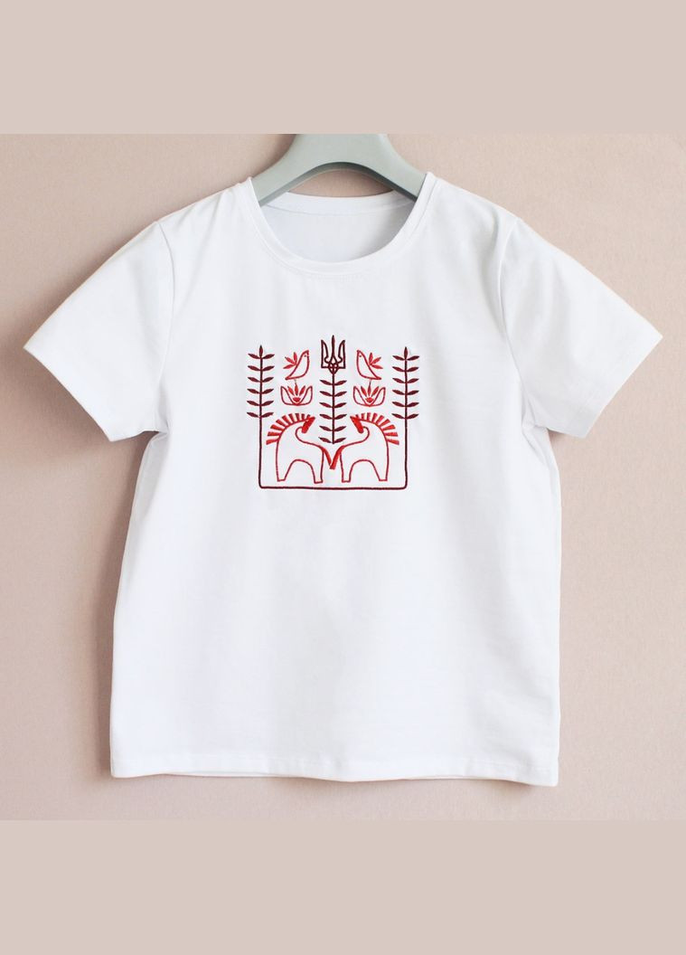 Женская футболка с авторской вышивкой Воля Ladan - (301026535)