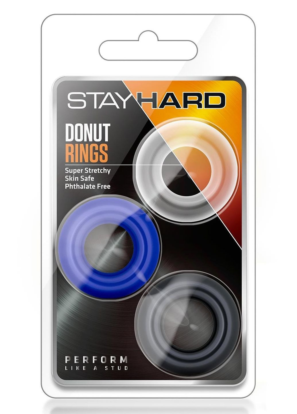 Набор эрекционных колец STAY HARD Donut черрное, белое, синее Blush (329187979)