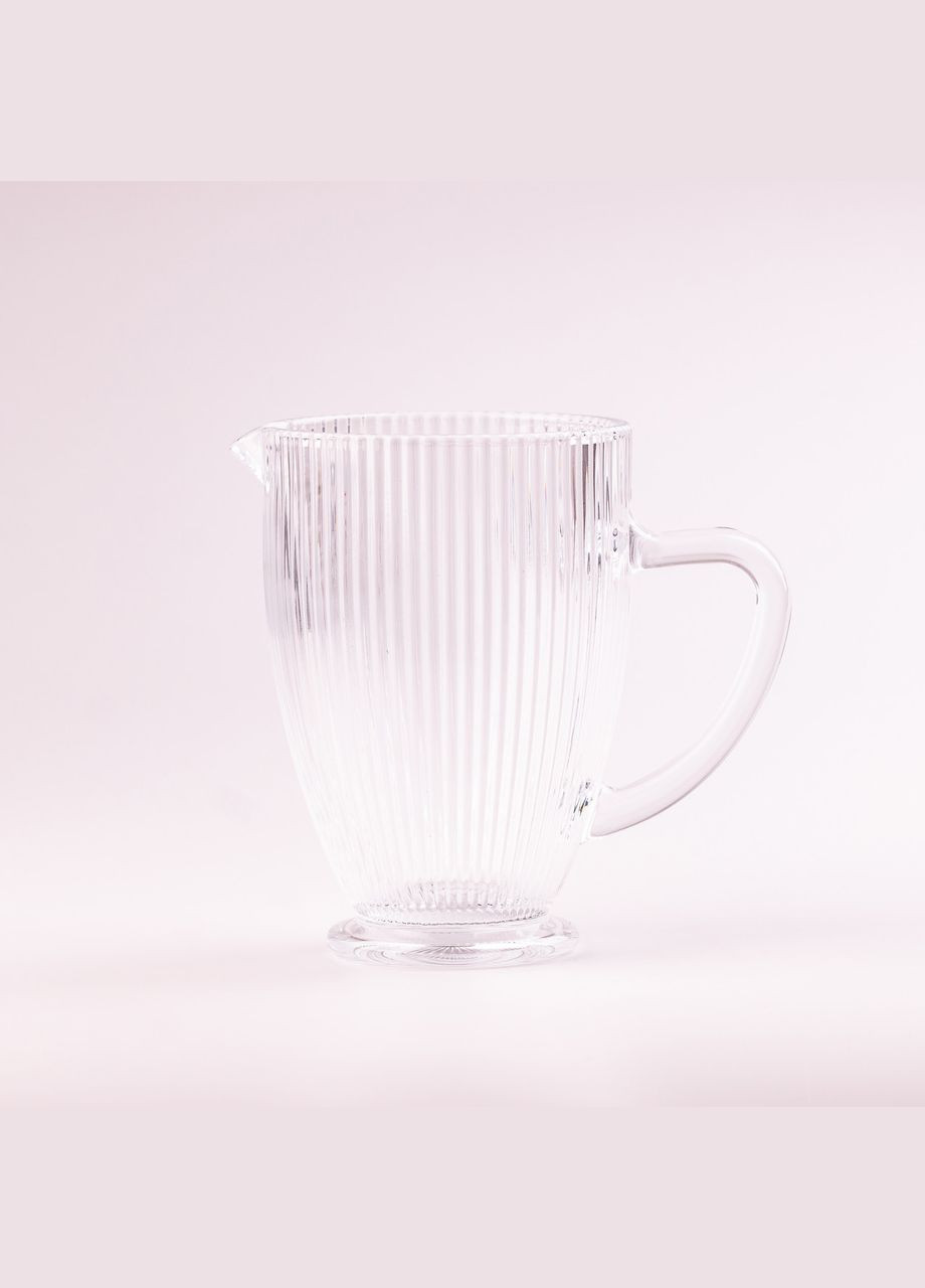 Глечик для напоїв ребристий 1,2 л з товстого скла прозорий TS Kitchen (315637567)