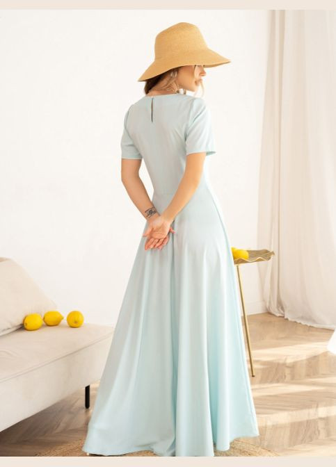 Мятное классическое платье с короткими рукавами No Brand однотонное
