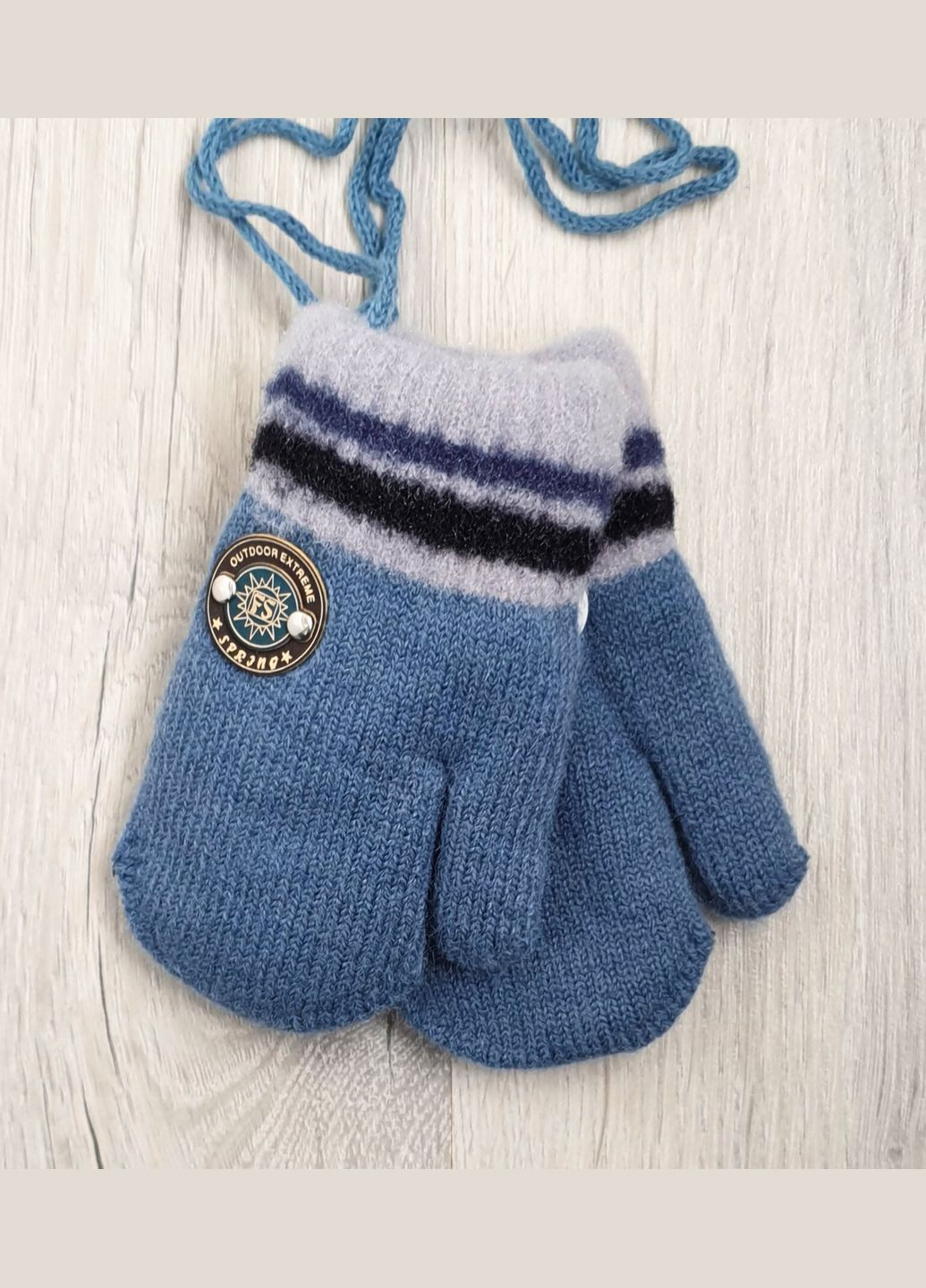 Теплые варежки на меху для мальчиков на шнурках, 1-3 года No Brand (306456952)