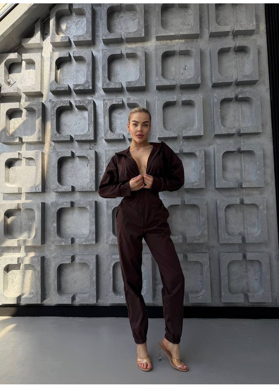 Замшевий комбінезон Adelante комбінезон-брюки однотонний чорний кежуал штучна замша