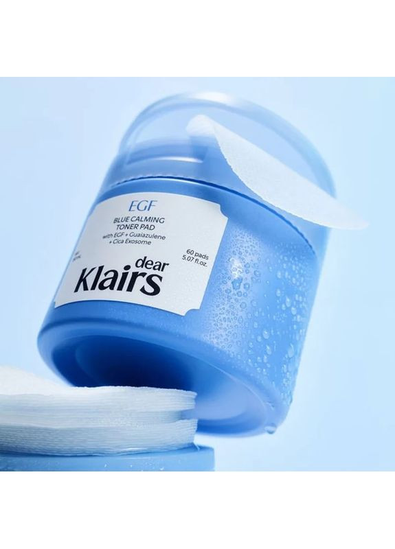 Успокаивающие тонизирующие пады EGF Blue Calming Toner Pad 60 шт dear, Klairs (362175186)