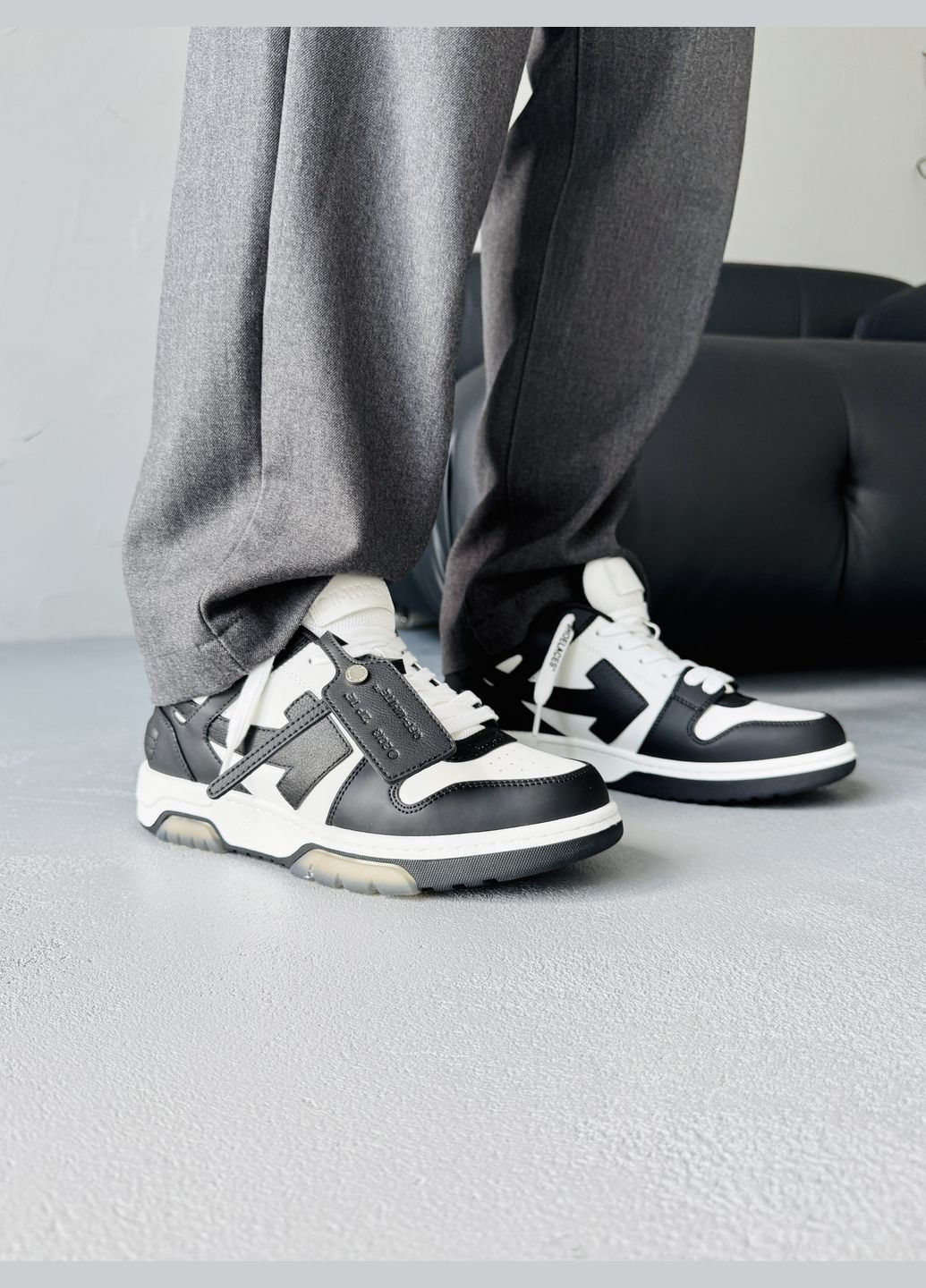 Кроссовки женские и мужские Off-White Out of Office Black White | Офф-Вайт черные No Brand чёрные демисезоны (342059636)