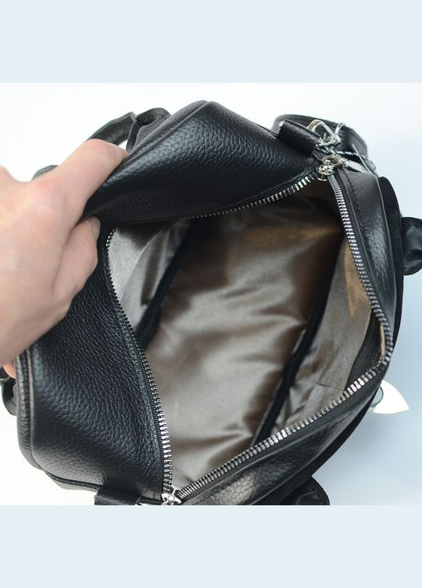 Чорна замшева маленька жіноча шкіряна сумка крос-боді з маленькими ручками та ремінцем Serebro (315370736)