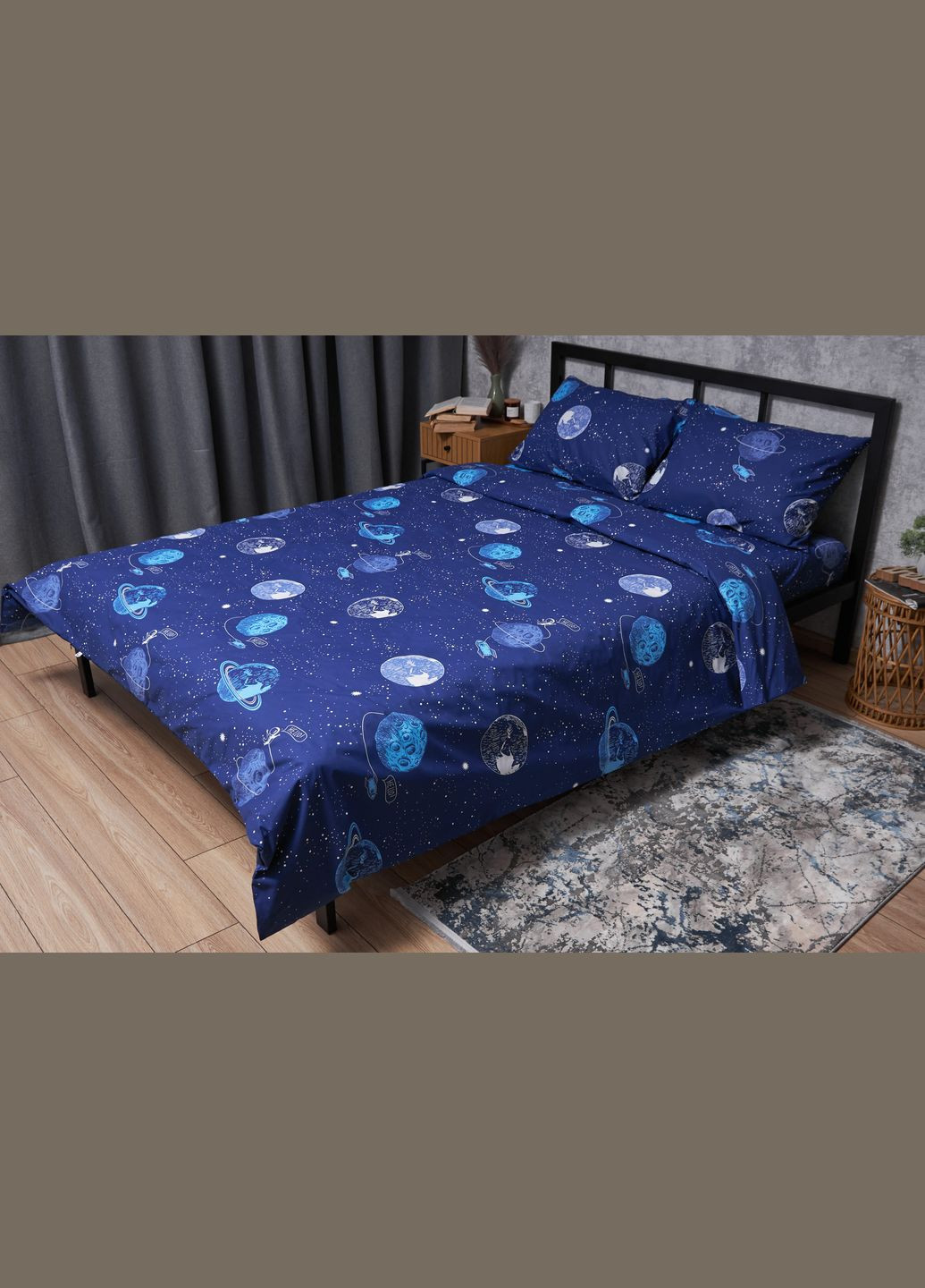 Комплект постельного белья Бязь Gold Люкс «» двуспальный 175х210 наволочки 2х40х60 (MS-820004800) Moon&Star Planets (293148001)