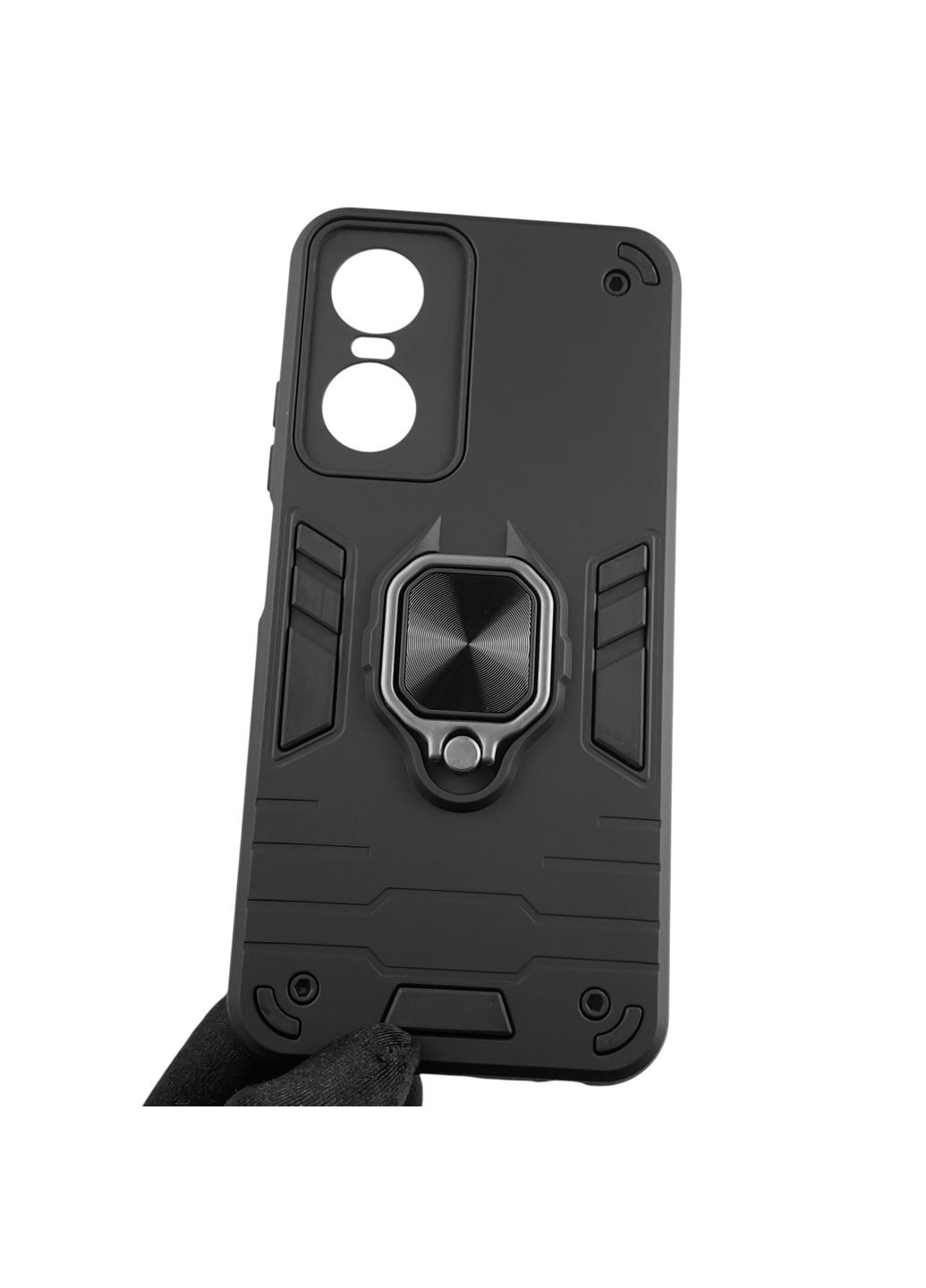 Чохол для телефона Pop 6 Pro (BE8) броньований з магнітним кільцем-тримачем на техно поп 6 про чорний Tecno (366233273)