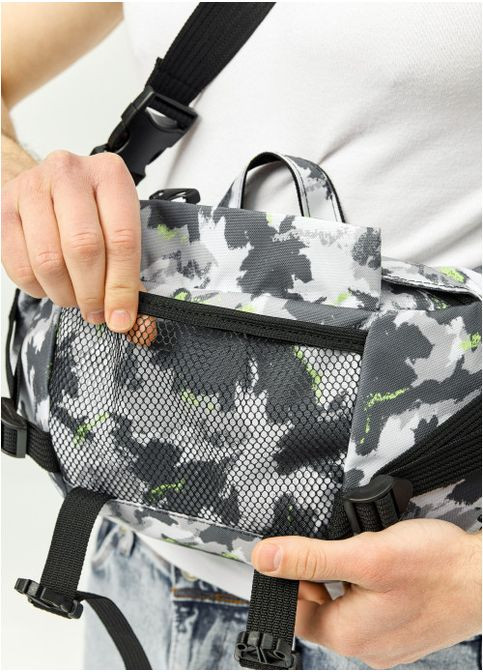 Большая тканевая мужская поясная сумка бананка Серая с принтом (1012038721) Sambag (360965702)