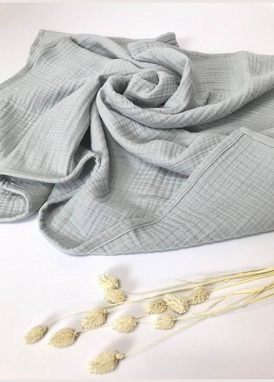 Плед детский без вышивки Светло-серый муслин четырехслойный 100x80 см. Penetka (323210862)