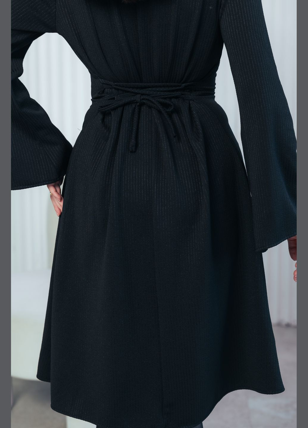 Черное деловое, повседневный, праздничный masoli классическое платье со шнуровкой годе, а-силуэт No Brand в полоску