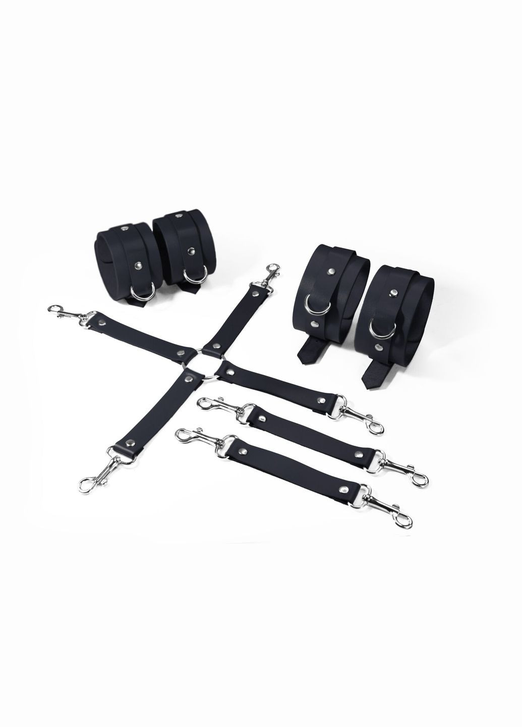 Набір для БДСМ 3 в 1 BDSM Kit 3 Black, black, наручники, поножі, хрестовина Feral Feelings (291439725)