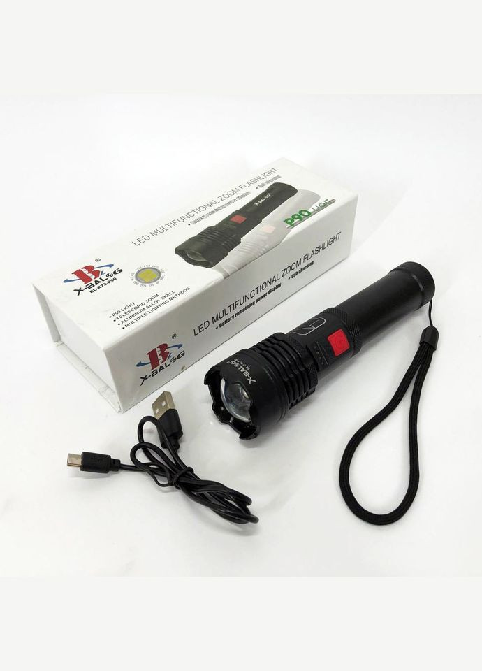 Фонарик светодиодный с аккумулятором X-Balog BL-X72-P90, фонарь ручной мощный, тактичный фонарь Bailong (364664896)