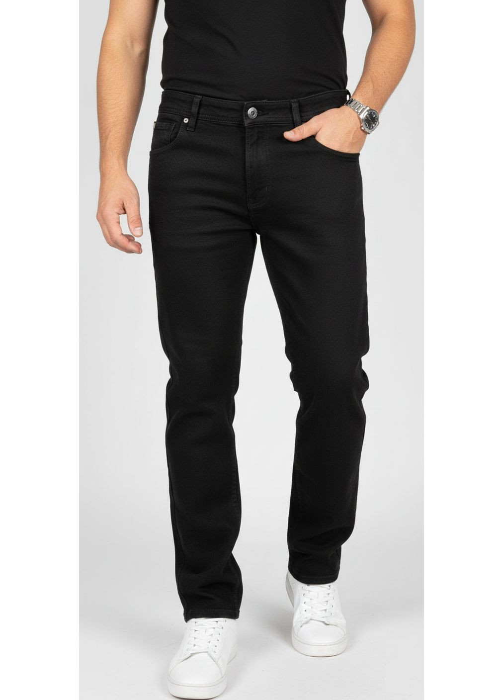 Класичні джинси чорного кольору утеплені на флісі LS (371850817)