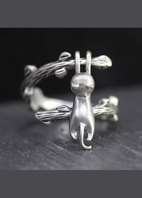 Модное и креативное женское серебряное кольцо Кошка лезет на дерево, размер регулируемый Fashion Jewelry (286762134)