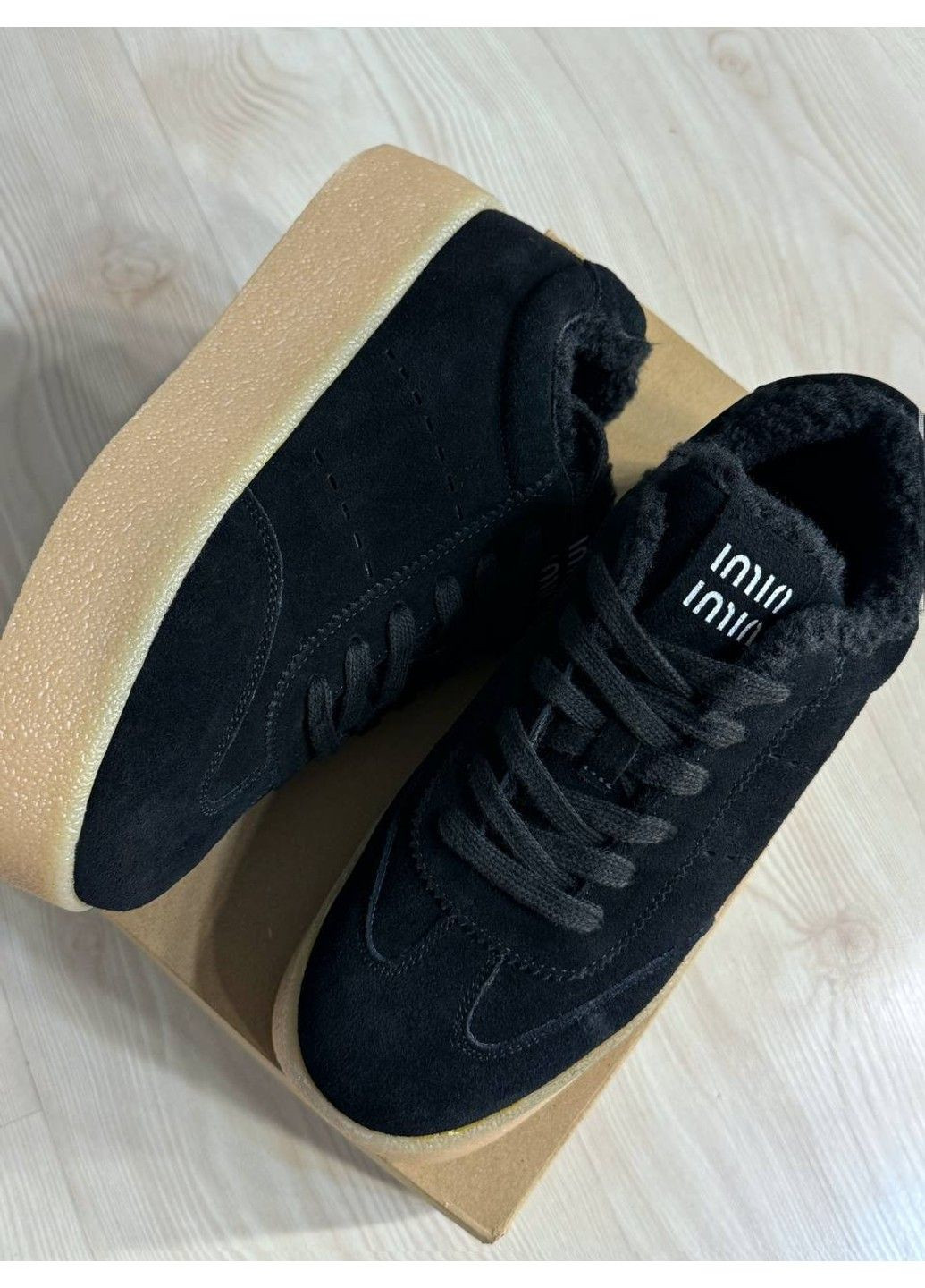 Черные кеды женские 633-1 утепленные замшевые на меху черные Hengji