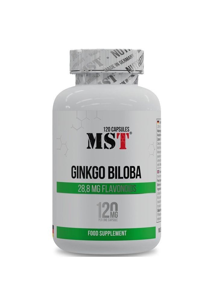 Екстракт гінкго білоба Ginkgo Biloba, 120 капсул для підтримки пам'яті, мозку та кровообігу MST (324420141)
