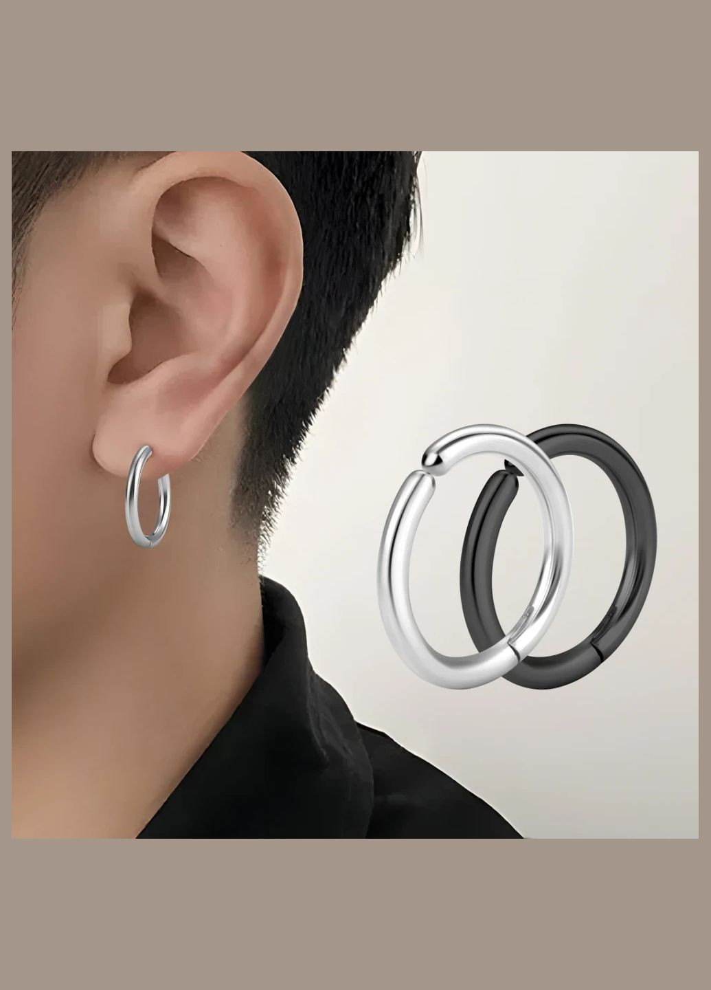 Чоловічі сережкимкліпси із сталі 1шт сережка без проколу No Brand (338436056)