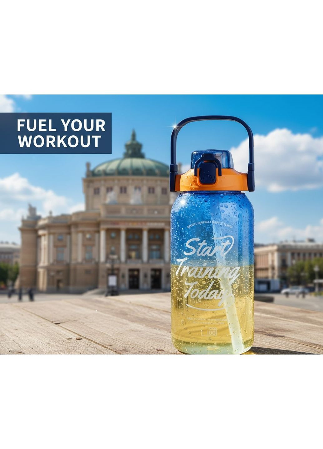 Стильна пластикова пляшка START TRAINING для води 1500мл. Синя No Brand (296101761)