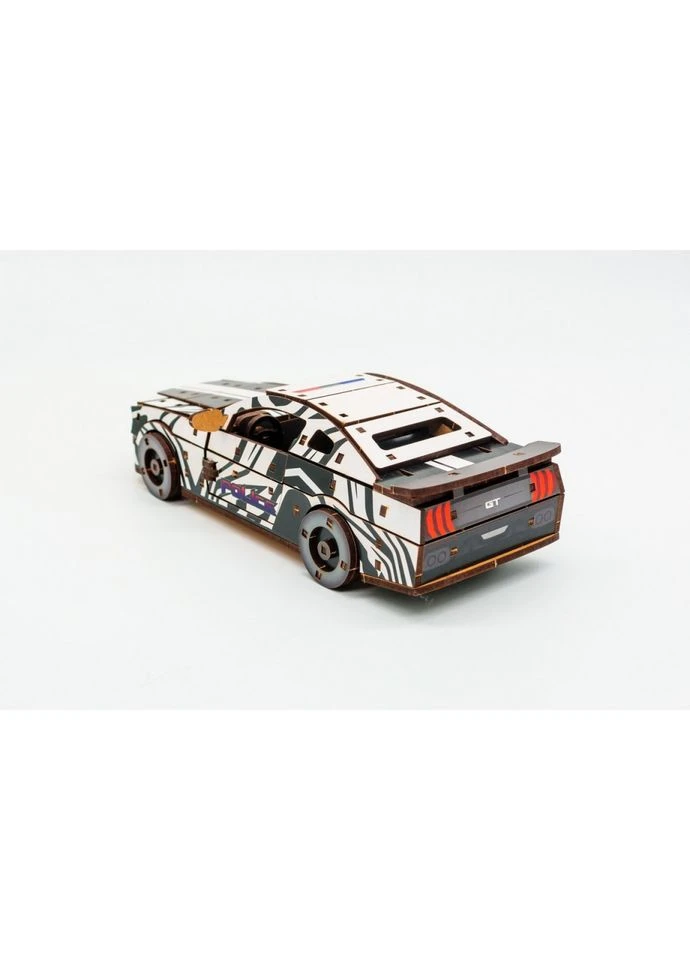 Деревянный 3D конструктор "Muscle car GT" Puz-00639, 162 детали, белый PuzzleOK (333840804)