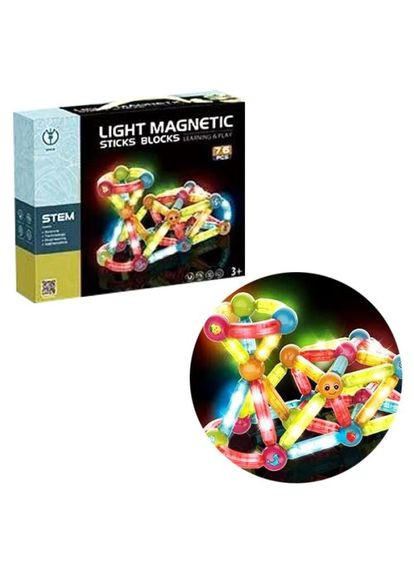 Магнітний конструктор зі світлом Dige 76 елементів для творчості та гри. ProDobro (367101550)