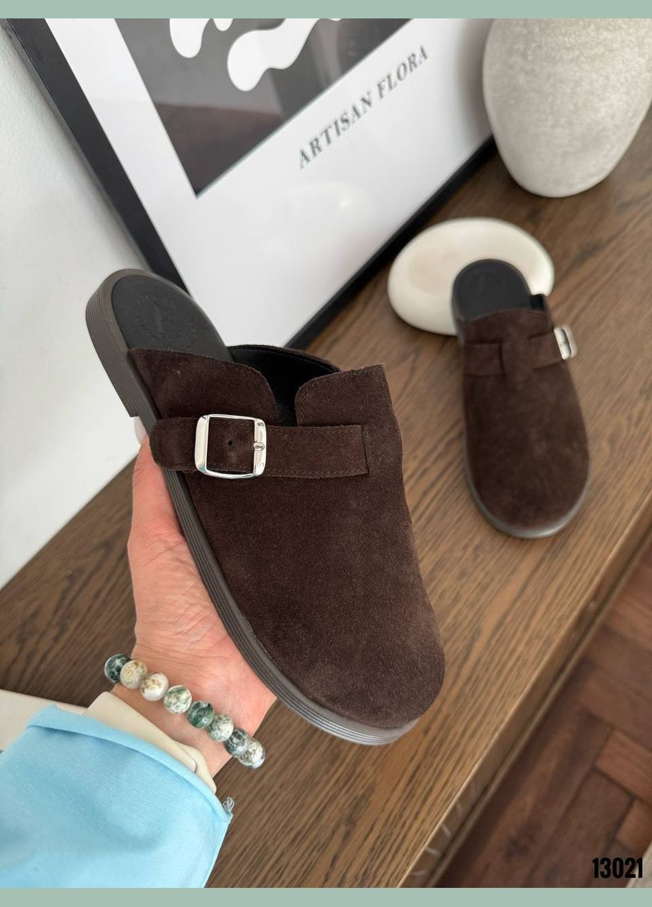 Клоги з натуральної замші “Шоколадна класика” No Brand (332623101)