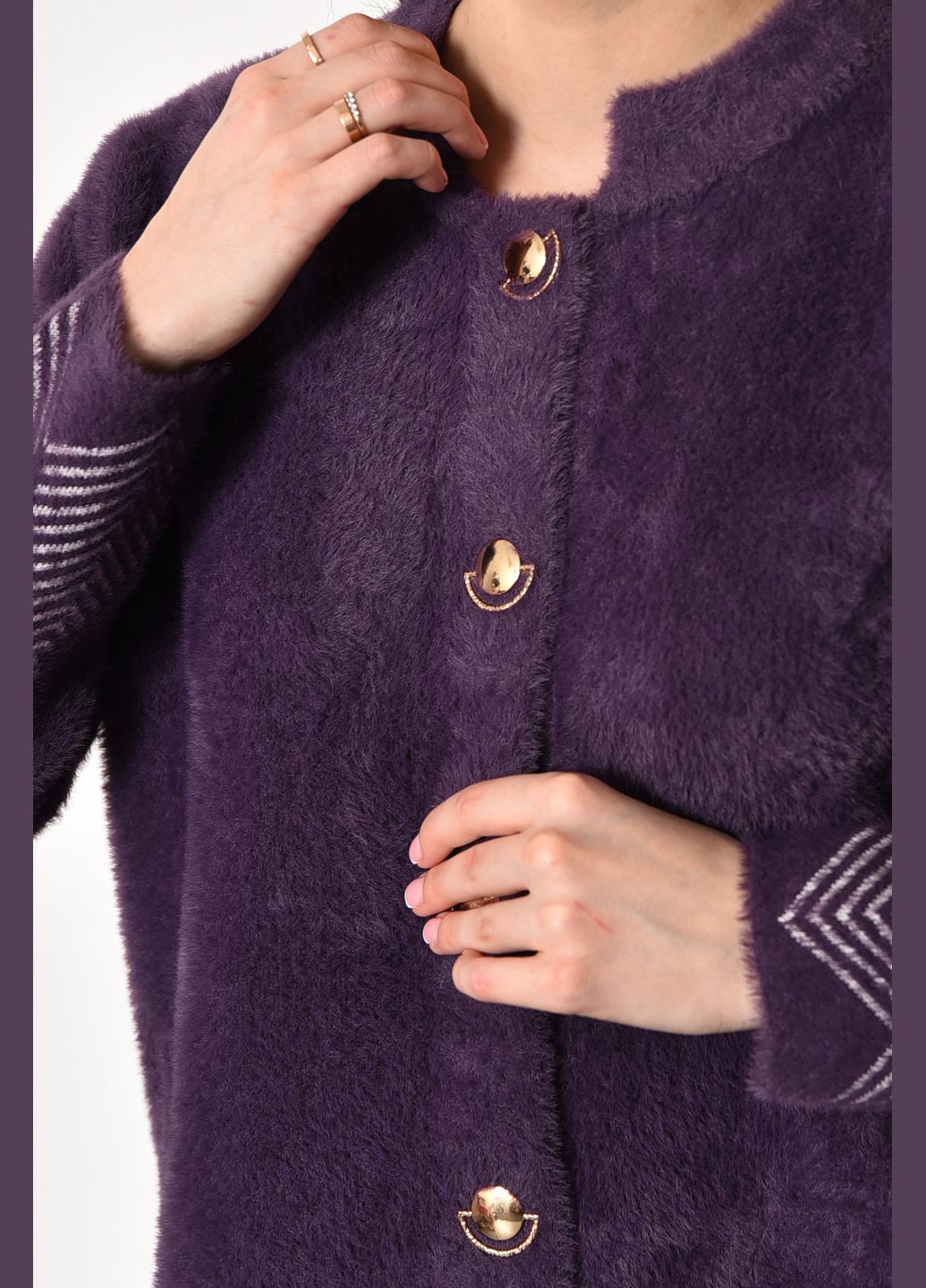 Фиолетовый демисезонный кардиган женский альпака фиолетового цвета пуловер Let's Shop