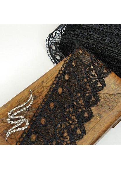 (1 метр) Кружево макраме 8 см цвет - черный (03М-Y12460-3) Plus-plus (352744963)