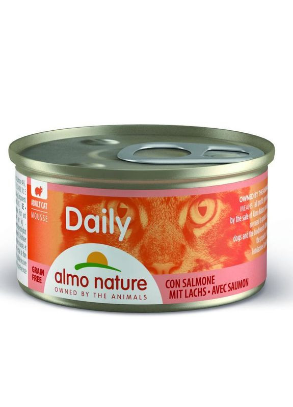 Консервований корм "Мус з лососем" для котів Daily Menu Cat 85 г (8001154125320) Almo Nature (327054192)