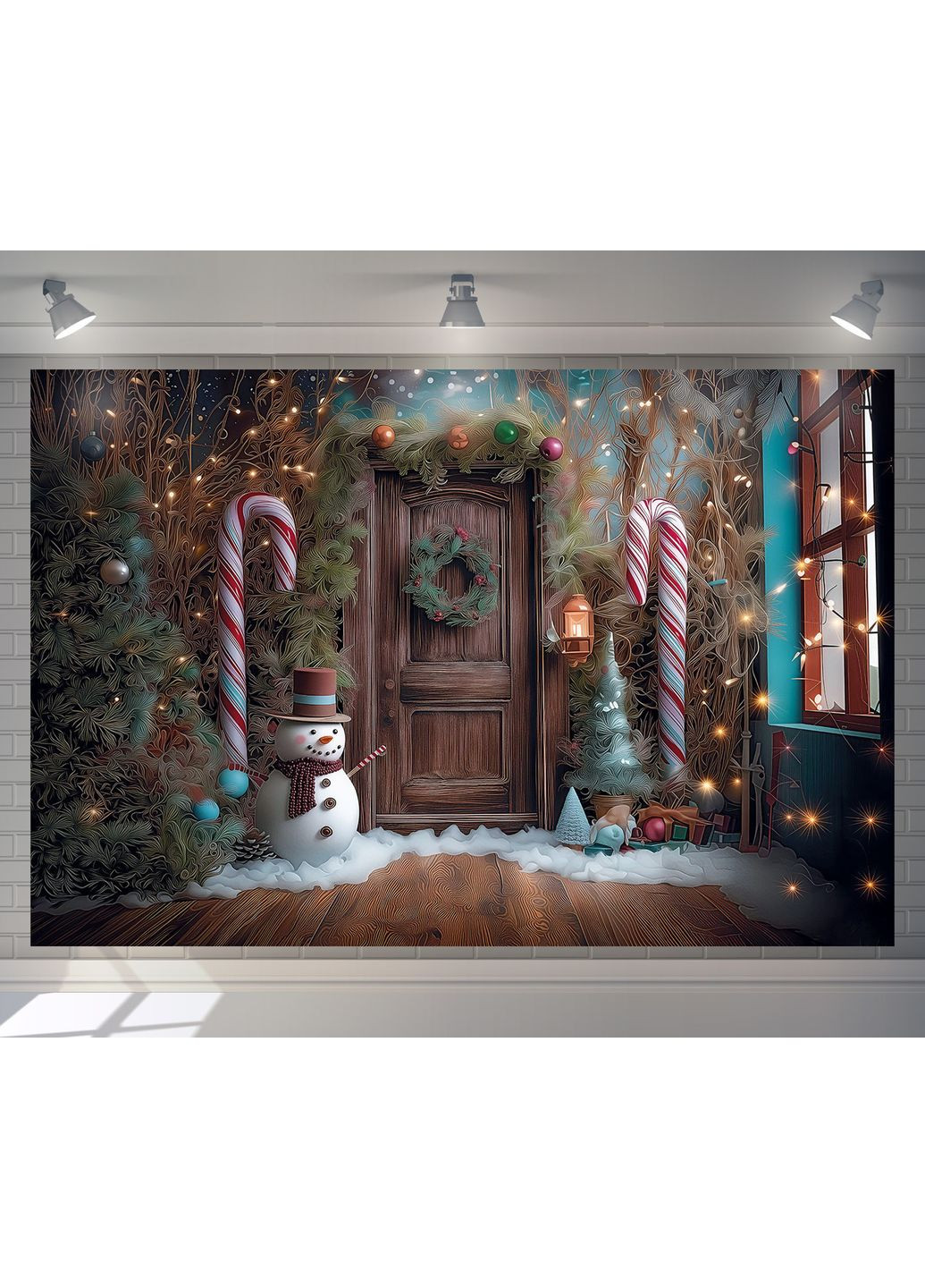 Фотозона Казкові двері і ялинки з тростиночками – №46563 Vinylpex (369930208)