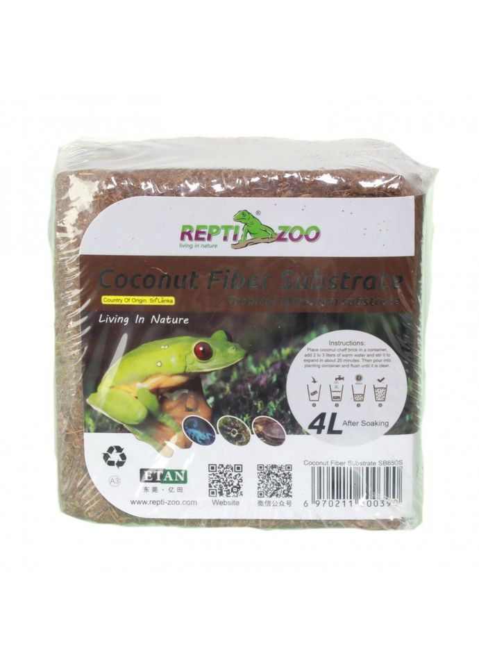 Наполнитель кокосовая стружка для террариума Coconut fiber Substrate, 4л Repti-Zoo (327432943)