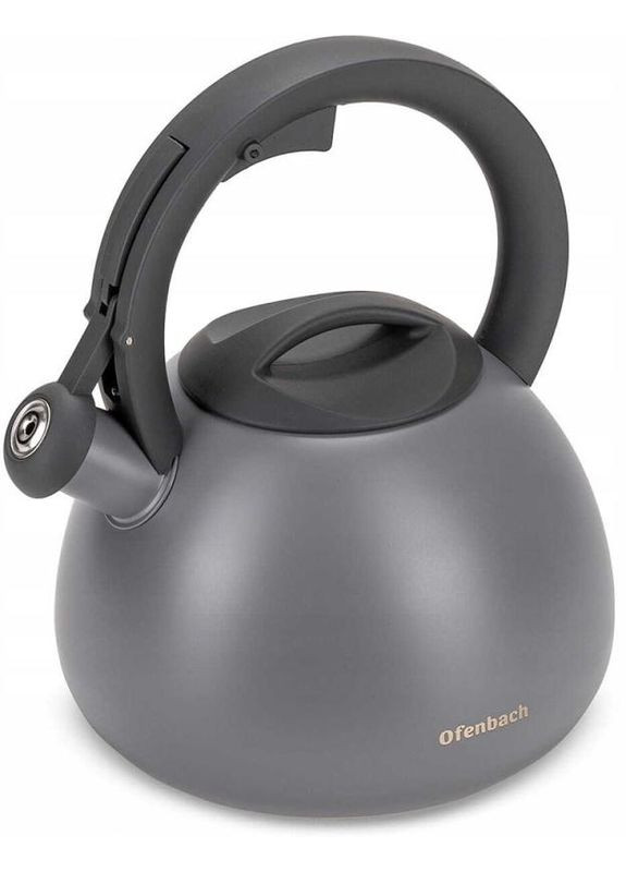Чайник Silver 2,7л нержавеющая сталь с свистком серый матовый для кухни кипятильник чайник Ofenbach (368978019)