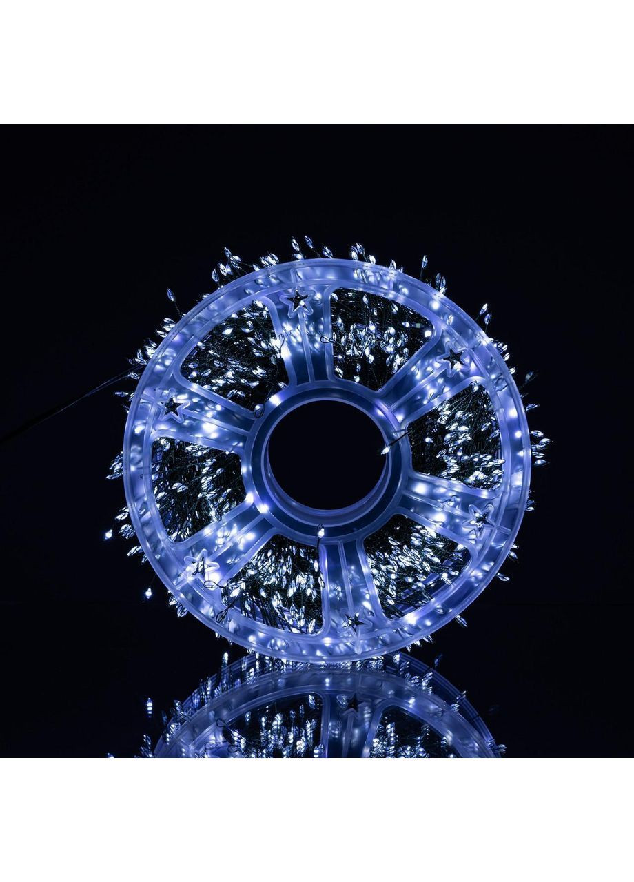 Новогодняя гирлянда комнатная роса 100 м 3000 LED Хвойная лапа зеленый провод Белое сияние D3000L100MGW No Brand (369478269)