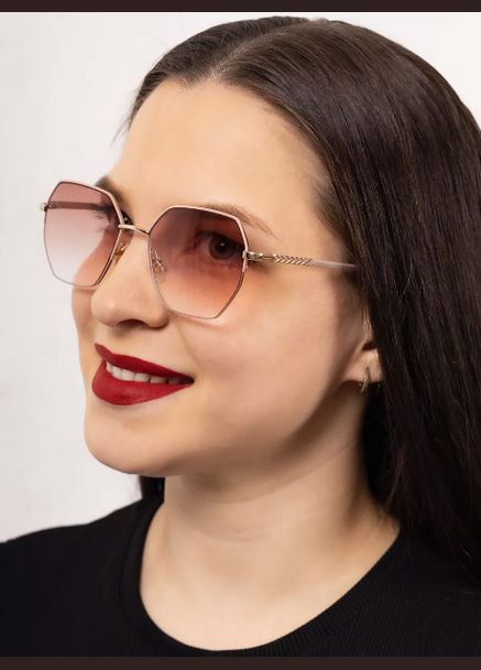 Тонированные очки для зрения полуоправа для дали -2.25 пудра Seventy (334299995)