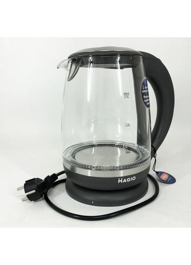 Маленький чайник 2 л MG-982 2200 Вт. Электрочайник стеклянный с XN-765 подсветкой. Magio (352770353)