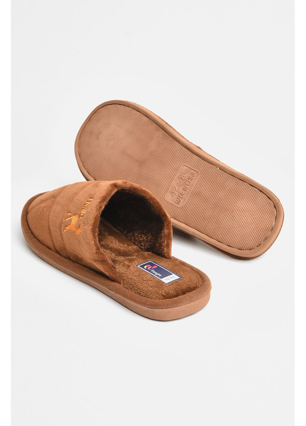Капці кімнатні чоловічі темно-коричневого кольору Let's Shop (362082685)