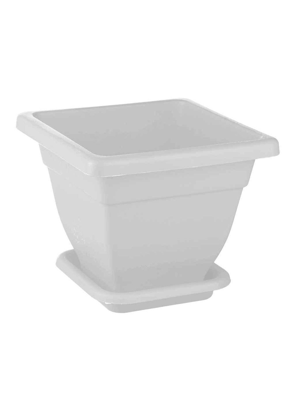 Цветочный горшок 6л квадратный с подставкой №2 250*250, белый ТМ КОНСЕНСУС Консенсус (311955340)