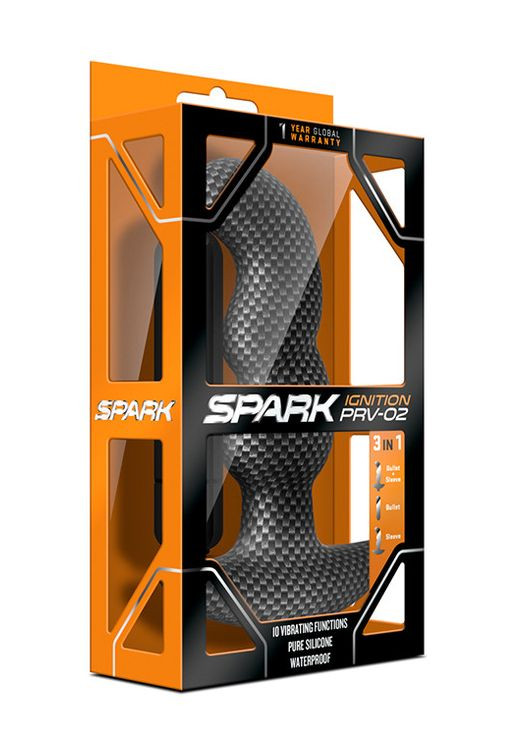 Анальна пробка з вібрацією 3-в-1 Spark Ignition PRV-02 у кольорі,,карбон,, Blush (303893732)