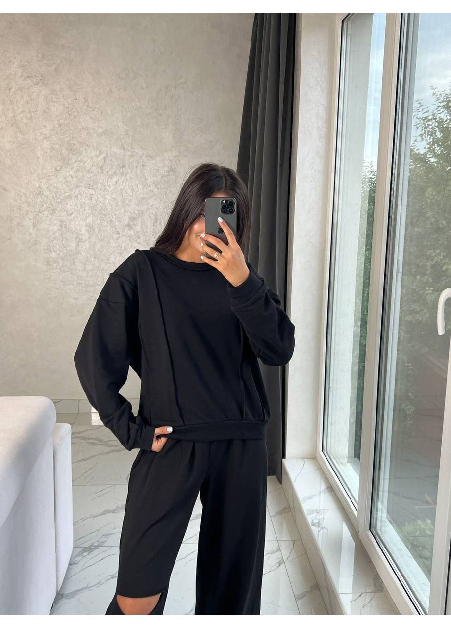 Черный женский свитшот FINO Mode без декора (359652250)