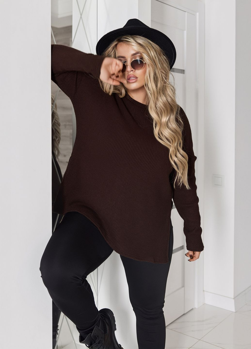 Туника женская из вязаного трикотажа оверсайз No Brand (368541087)