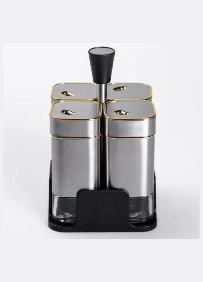 Набор емкостей для специй 4 шт. на подставке Серый (HP-1318) Yiwu (322862353)