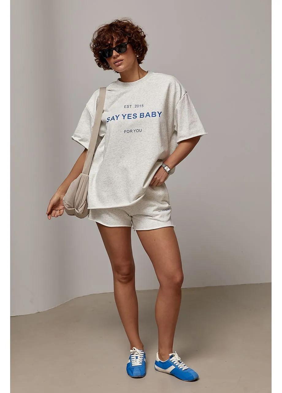 Трикотажний костюм з футболкою та шортами Lurex (394719082)