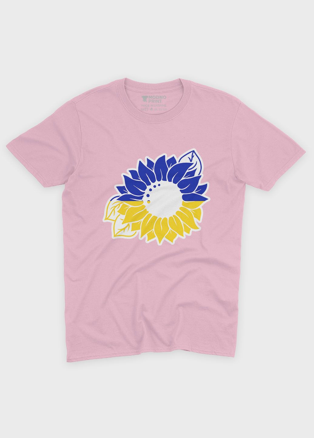 Рожева демісезонна футболка для дівчинки з патріотичним принтом квіти блідо- (ts001-4-lpinkj-005-1-111-g) Modno
