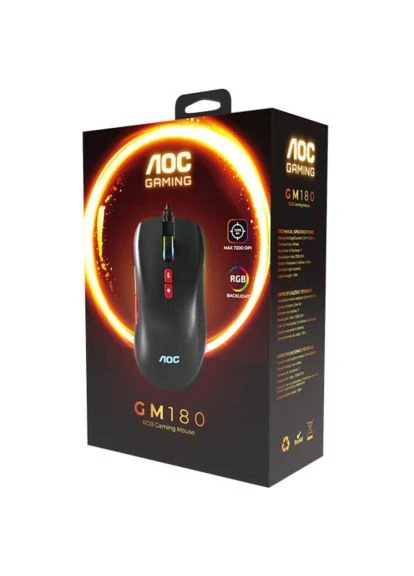 Мышь (GM180B/LA) AOC GM180B LED USB Black (399995991)