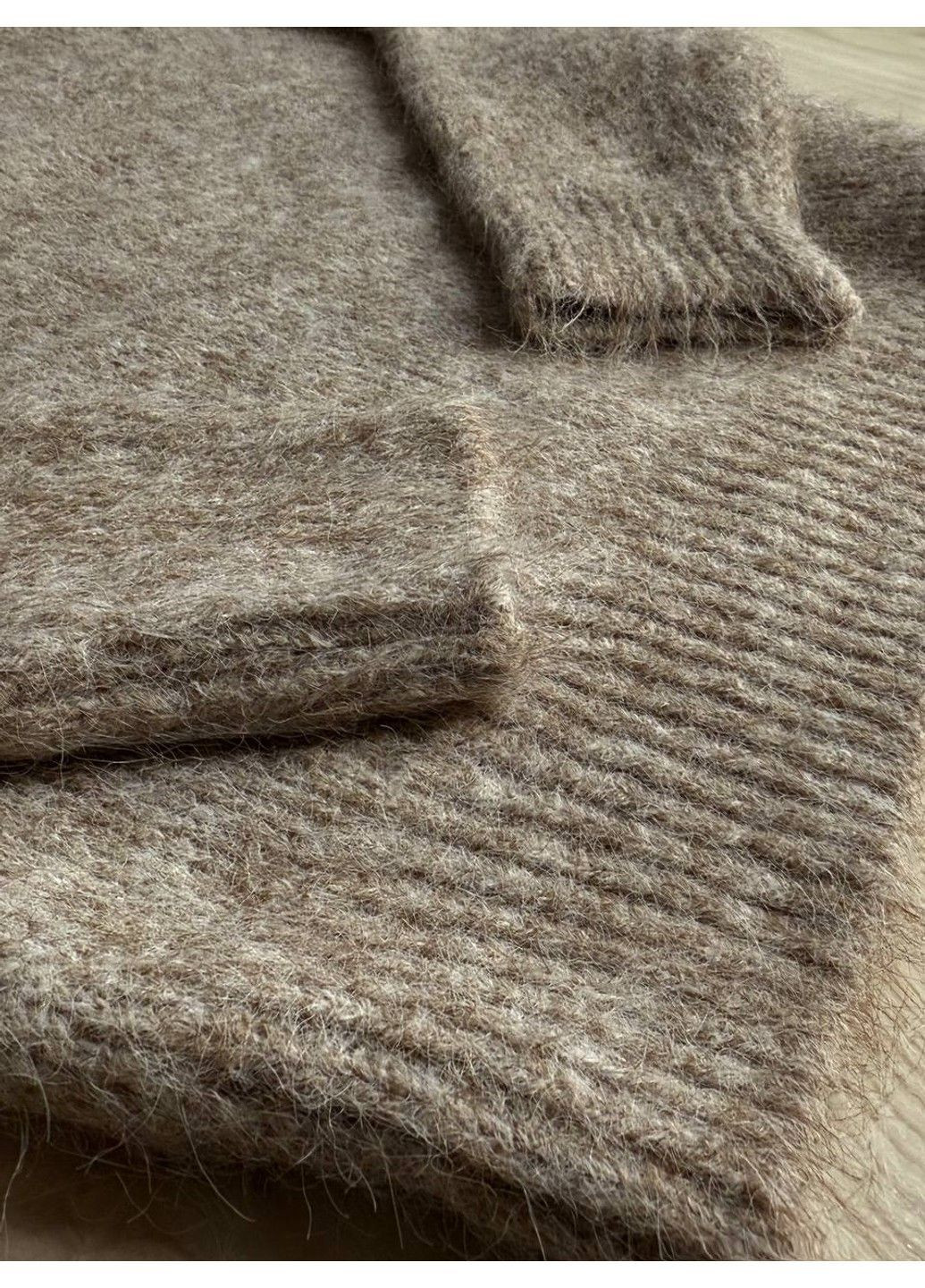 Бежевый демисезонный свитер женский a-n 19-1 с воротником поло теплый свободный No Brand