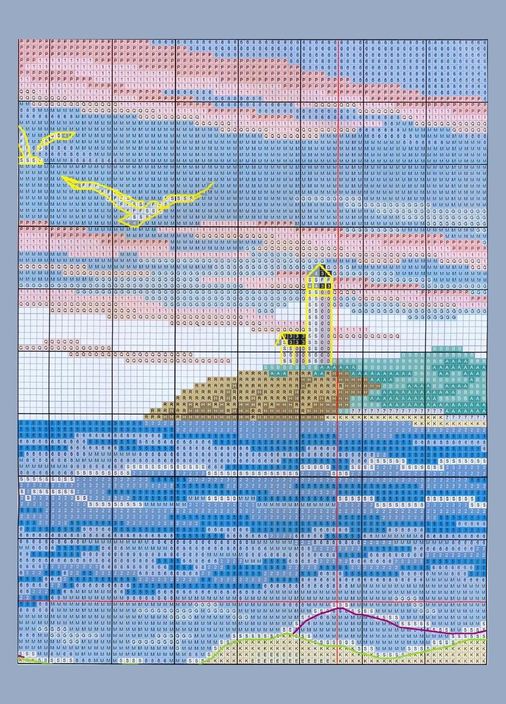 Набор для вышивания по нанесённой на канву схеме "The narrow birds".AIDA 14CT printed, 54*41 см Joy Sunday (313614607)